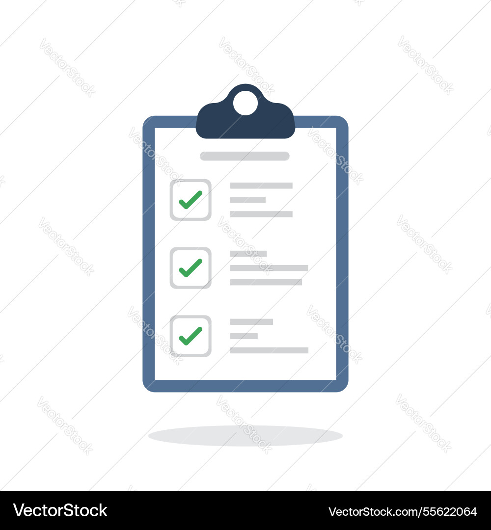 Clipboard with checklist icon in flat style vector image