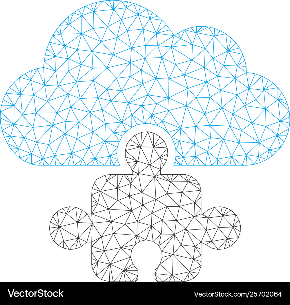 Cloud component polygonal frame mesh Cloud component polygonal frame mesh vector image