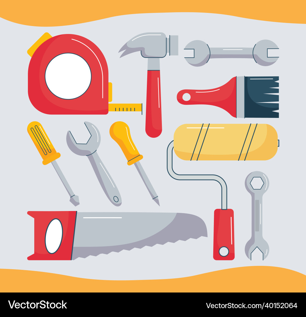 Construction tools items Royalty Free Vector Image