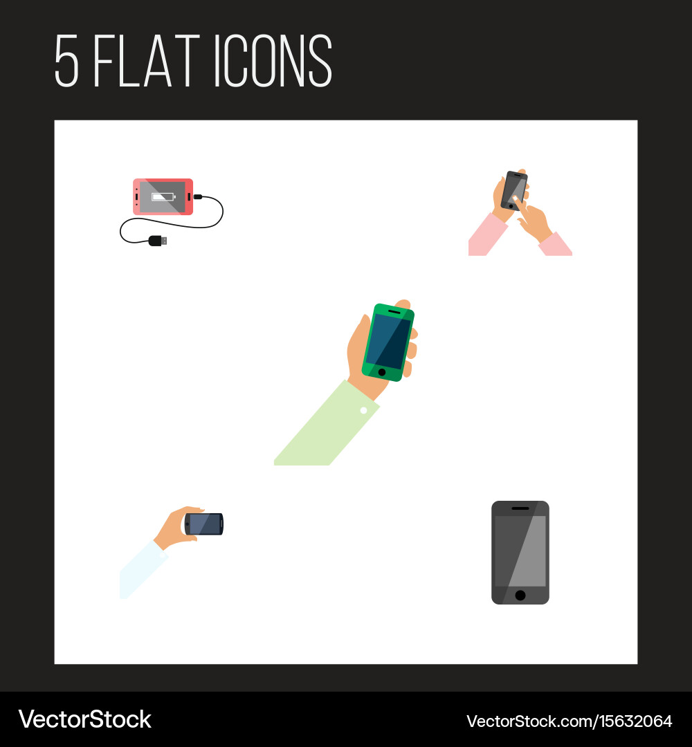 Flat icon phone set of interactive display vector image