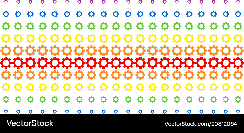 Gear shape halftone spectrum pattern Vector Image