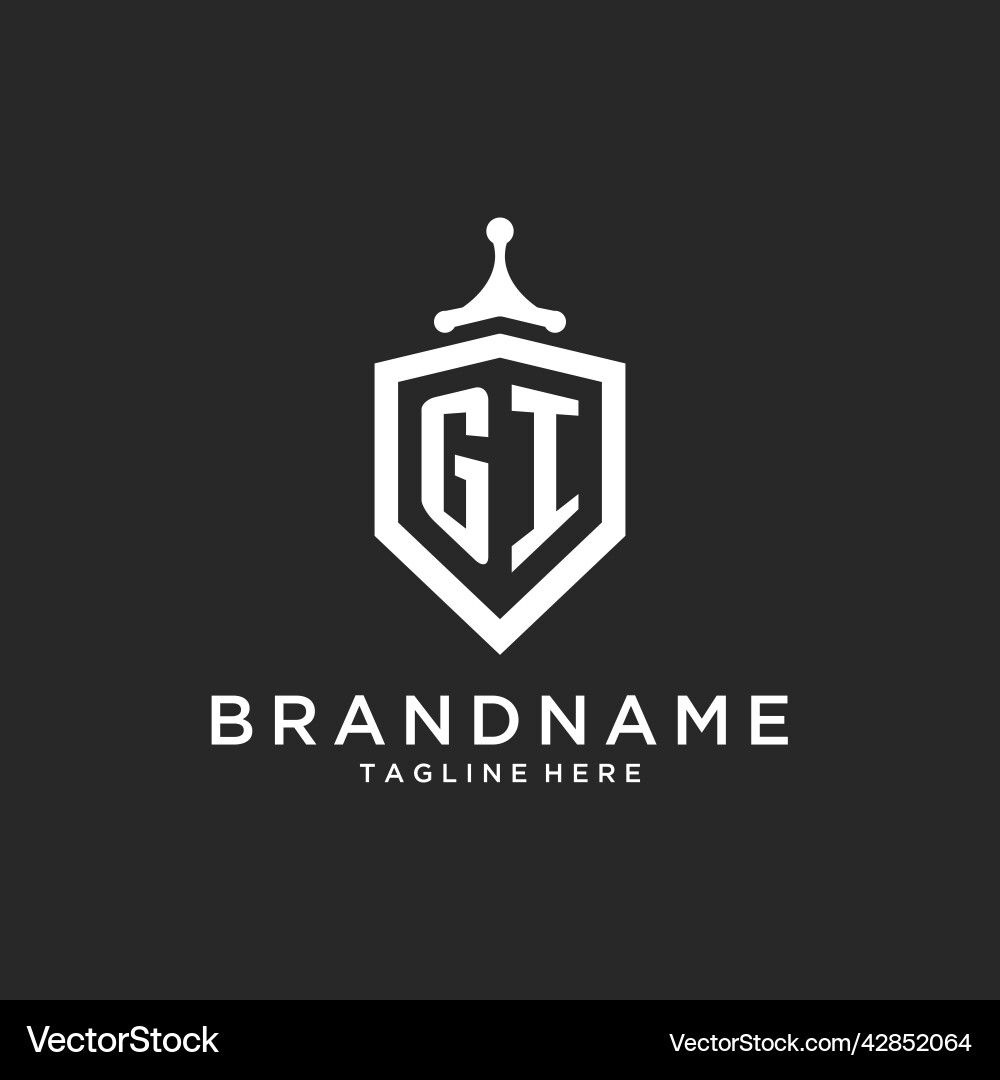 Gi monogram logo initial with shield guard shape Vector Image