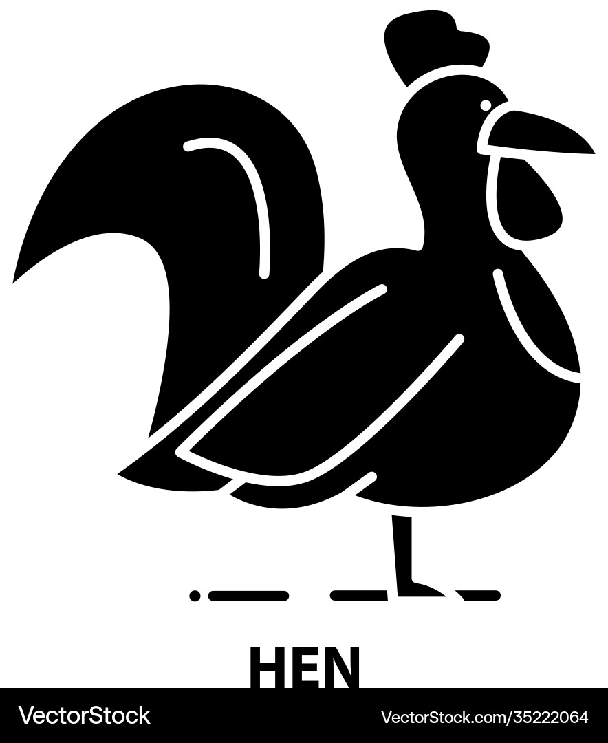 Hen icon black sign with editable strokes Hen icon black sign with editable strokes vector image
