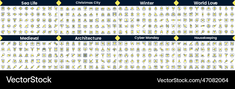 Linear style icons pack in this bundle include vector image