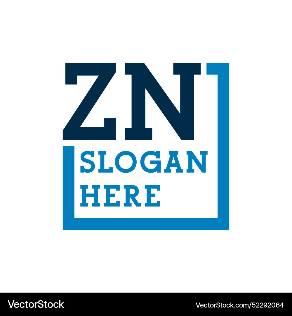 Minimal initials logo letters z and n zn initial Vector Image