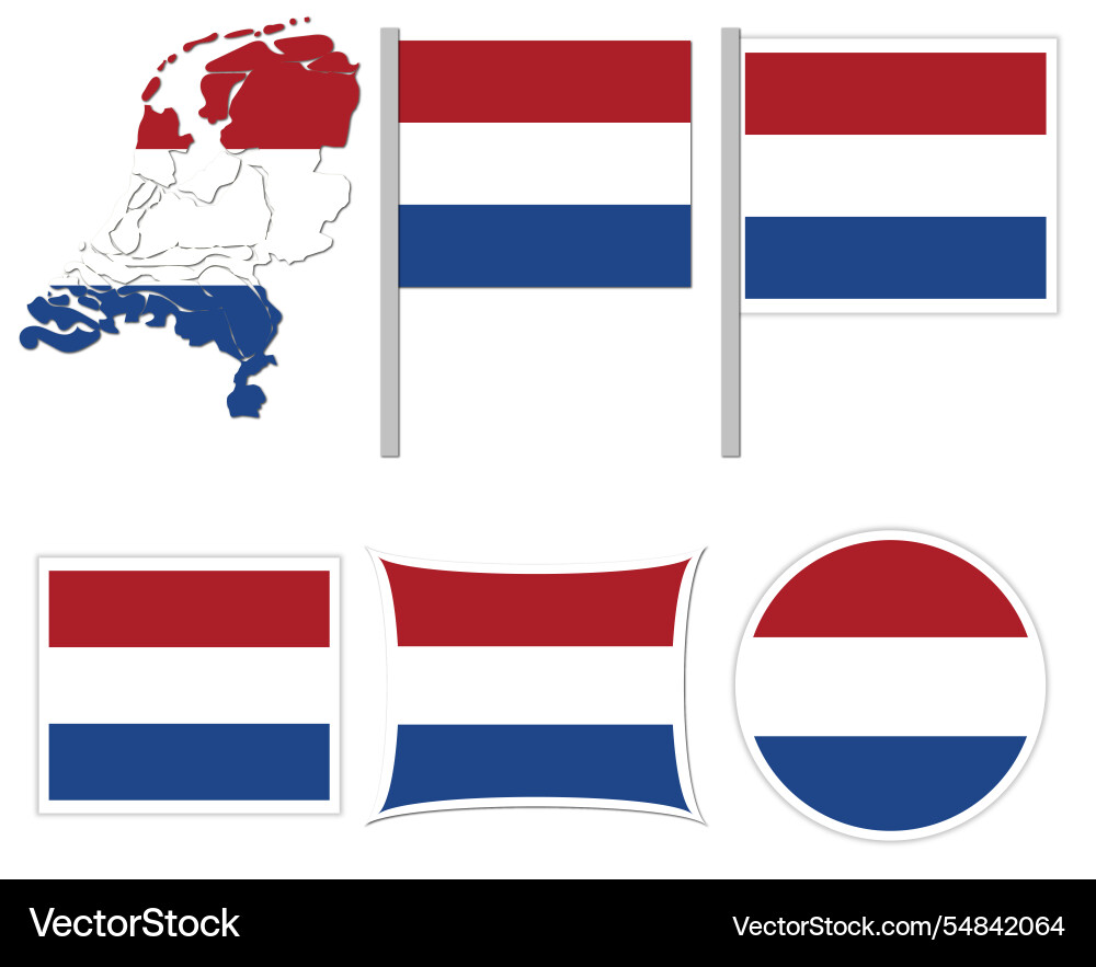 Netherland flags on many objects Vector Image