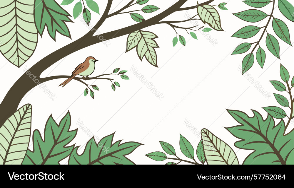 Rustic tree branch with bird corner design vector image