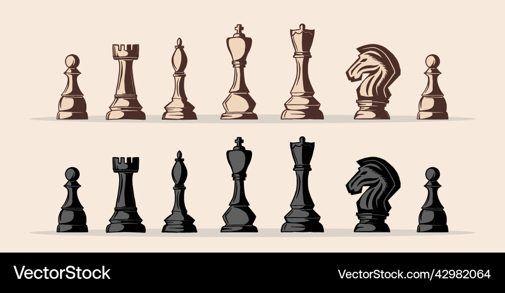Set of chess pieces with different color Set of chess pieces with different color vector image