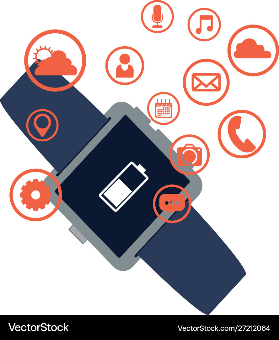 Smart watch technology with applications menu Vector Image