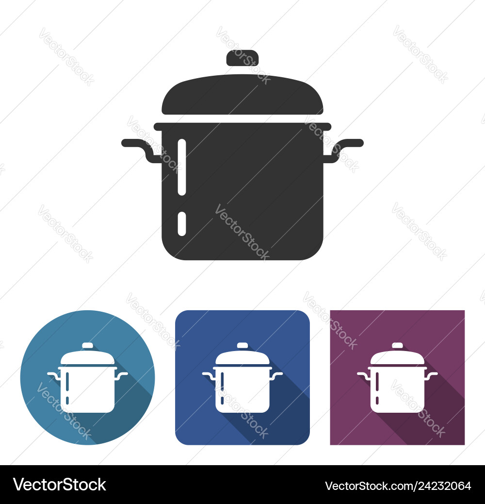 Stew pan icon in different variants with long Stew pan icon in different variants with long vector image