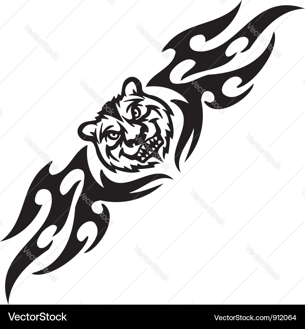 Tiger and symmetric tribals vector image
