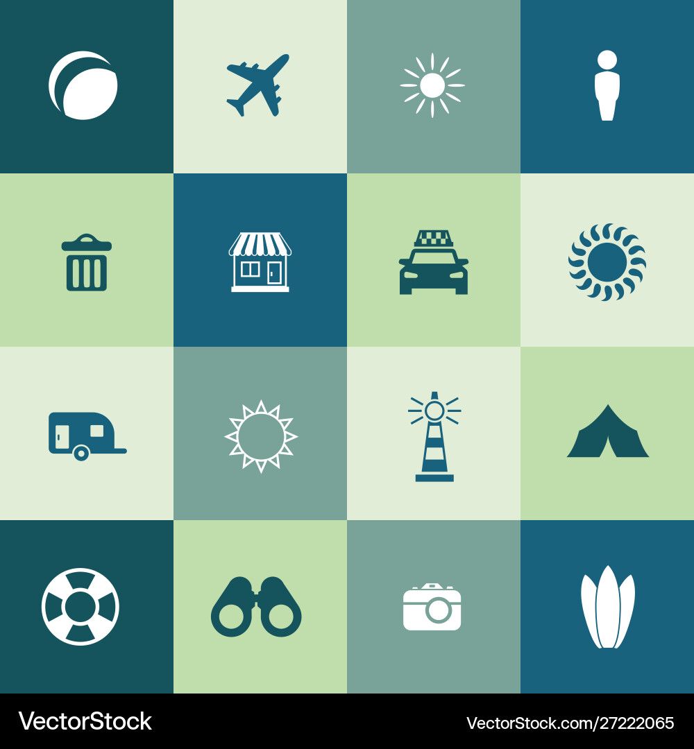 Beach icons universal set for web and ui vector image