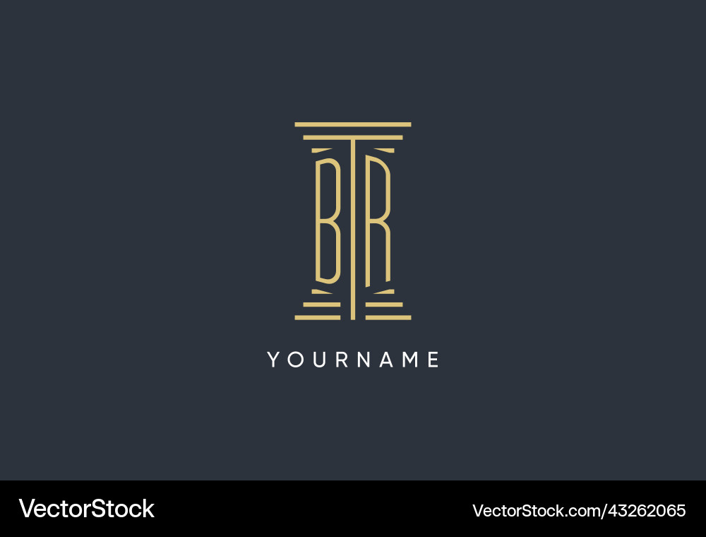 Br initial monogram with pillar shape logo design Vector Image