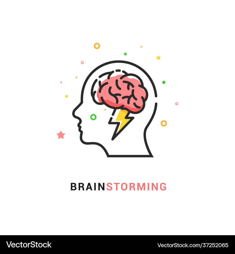 Brainstorm icon idea brain storm lighting Brainstorm icon idea brain storm lighting vector image