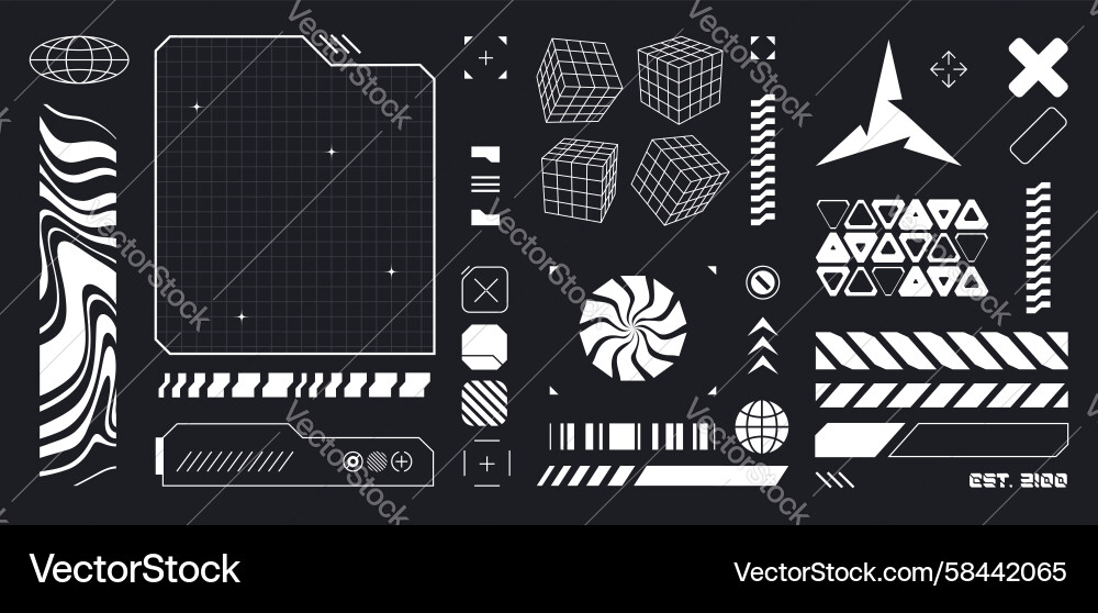 Cyberpunk UI Kit - Tech Elements Vector Image