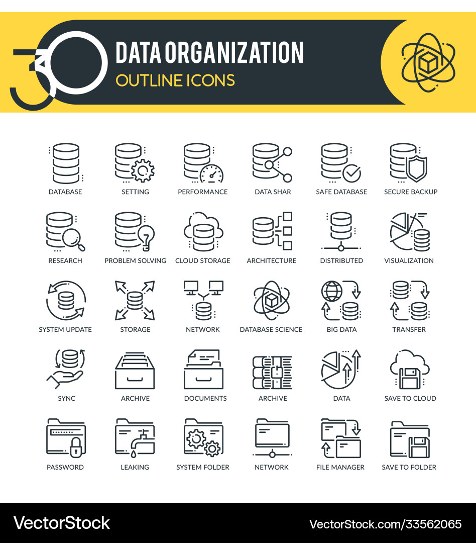 Data & Database Icons vector image