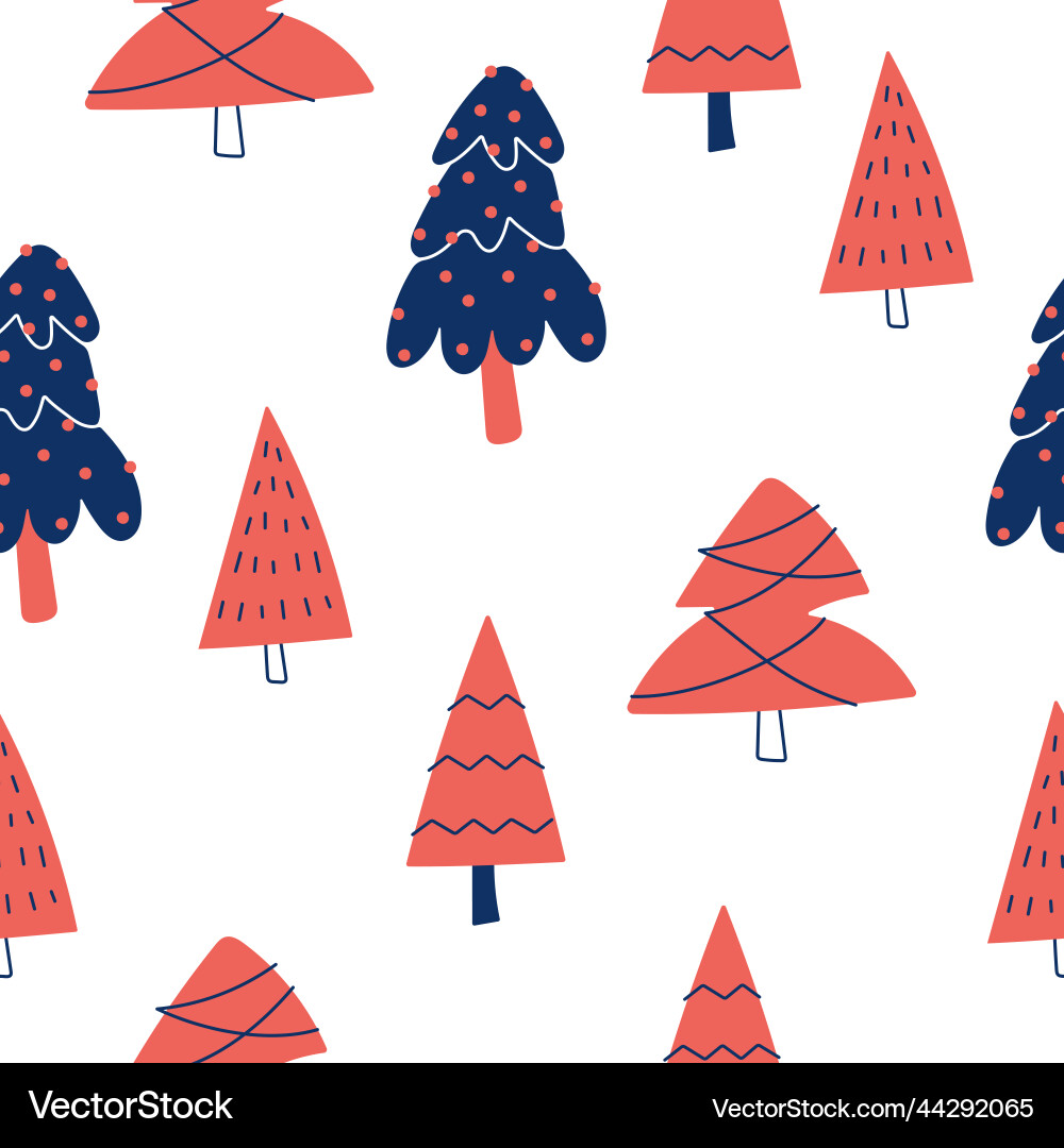 Draw seamless patterns with christmas trees vector image