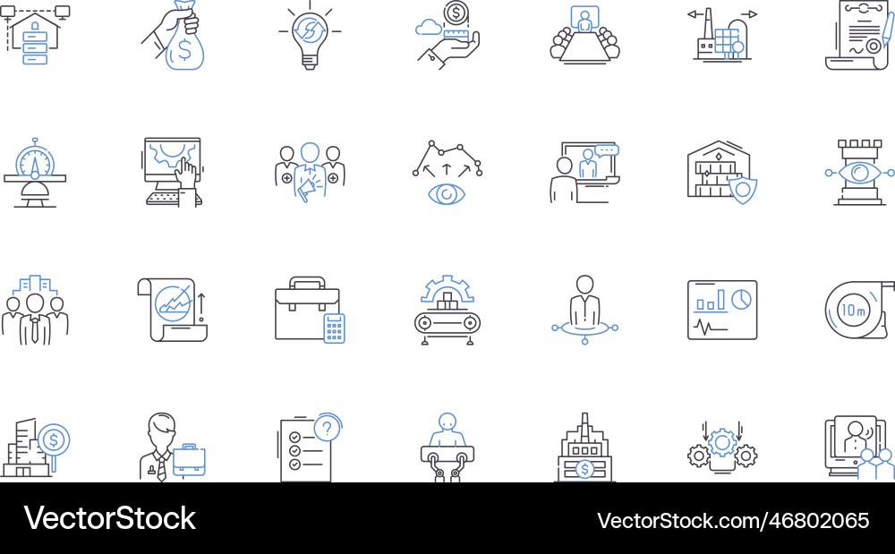 Factory output line icons collection production Factory output line icons collection production vector image