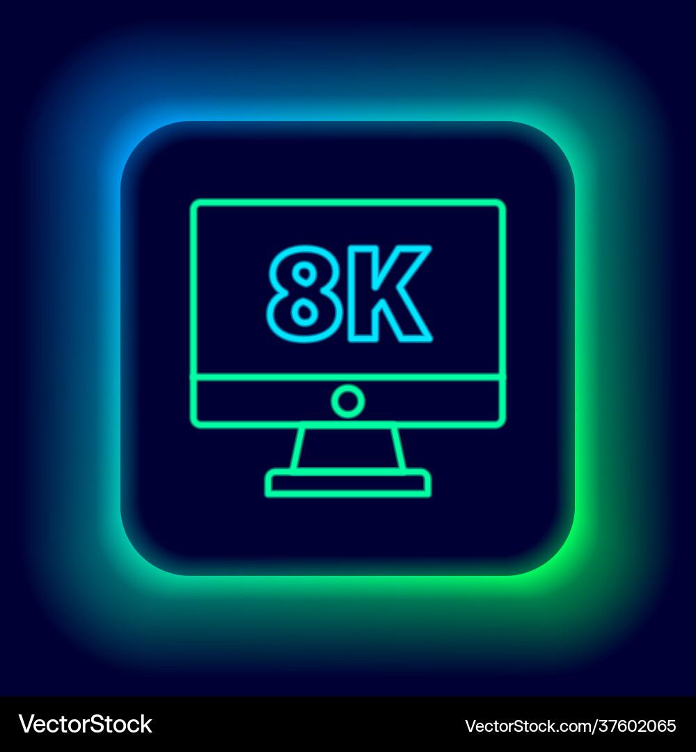 Glowing neon line computer pc monitor display Vector Image