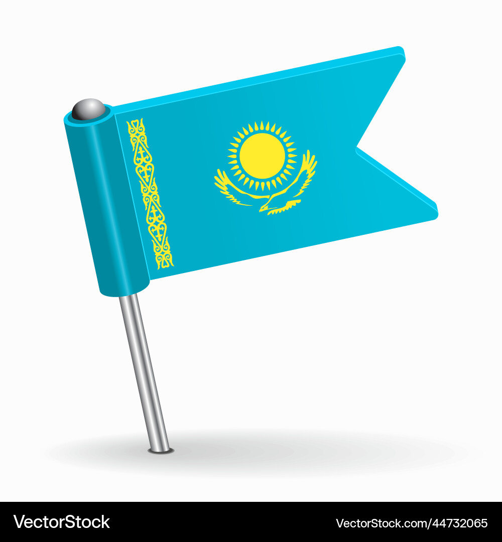 Kazakh Flag Pointer Map Pin vector image