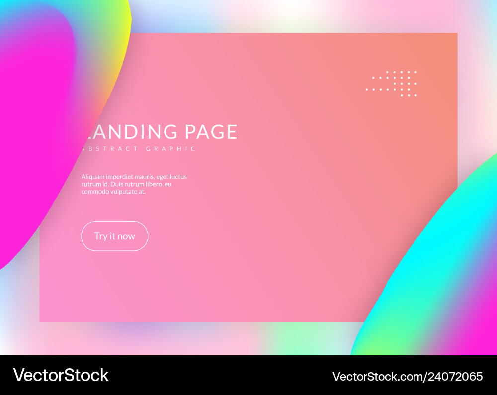 Landing page with liquid dynamic elements Vector Image