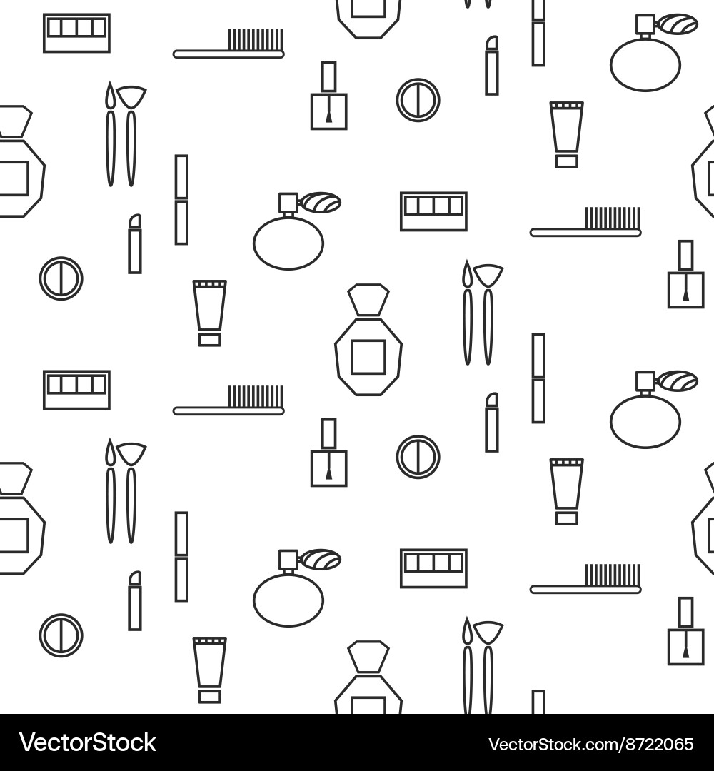 Makeup objects and products seamless pattern vector image