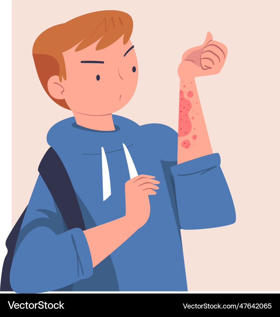 Man character with skin problem suffering Man character with skin problem suffering vector image