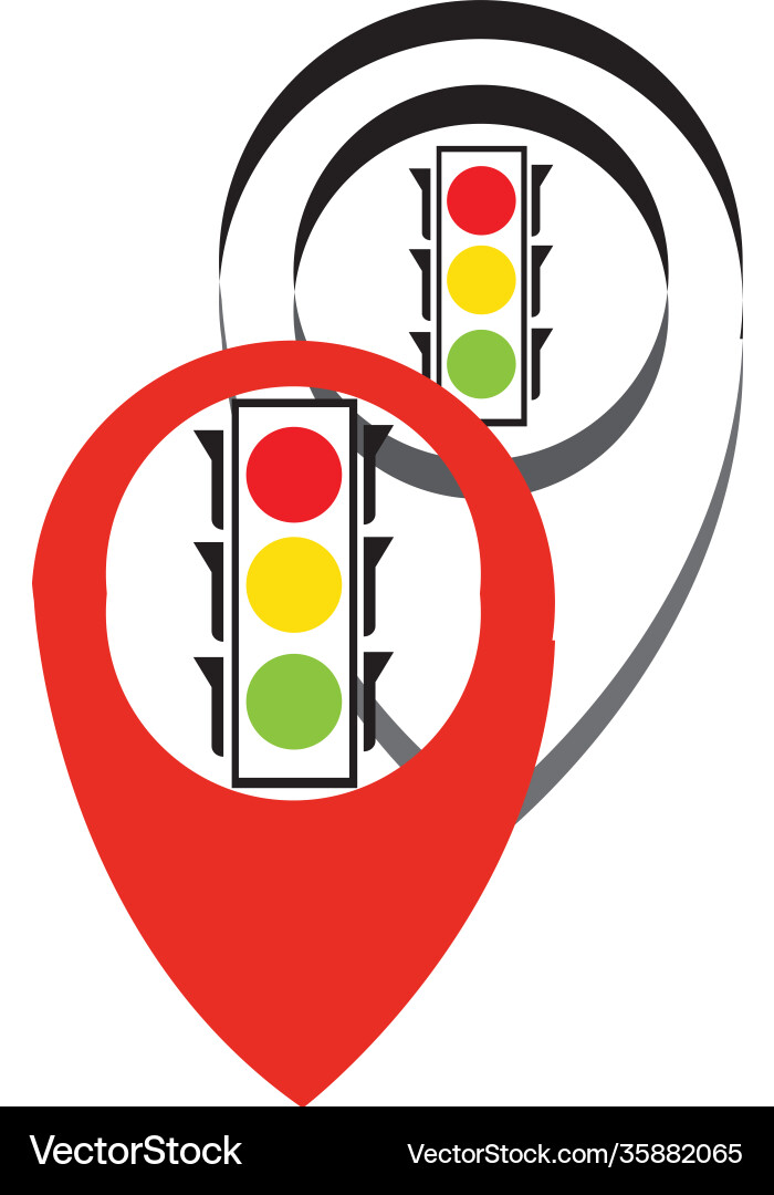 Map pointer traffic light signal - icon Map pointer traffic light signal - icon Vector Image
