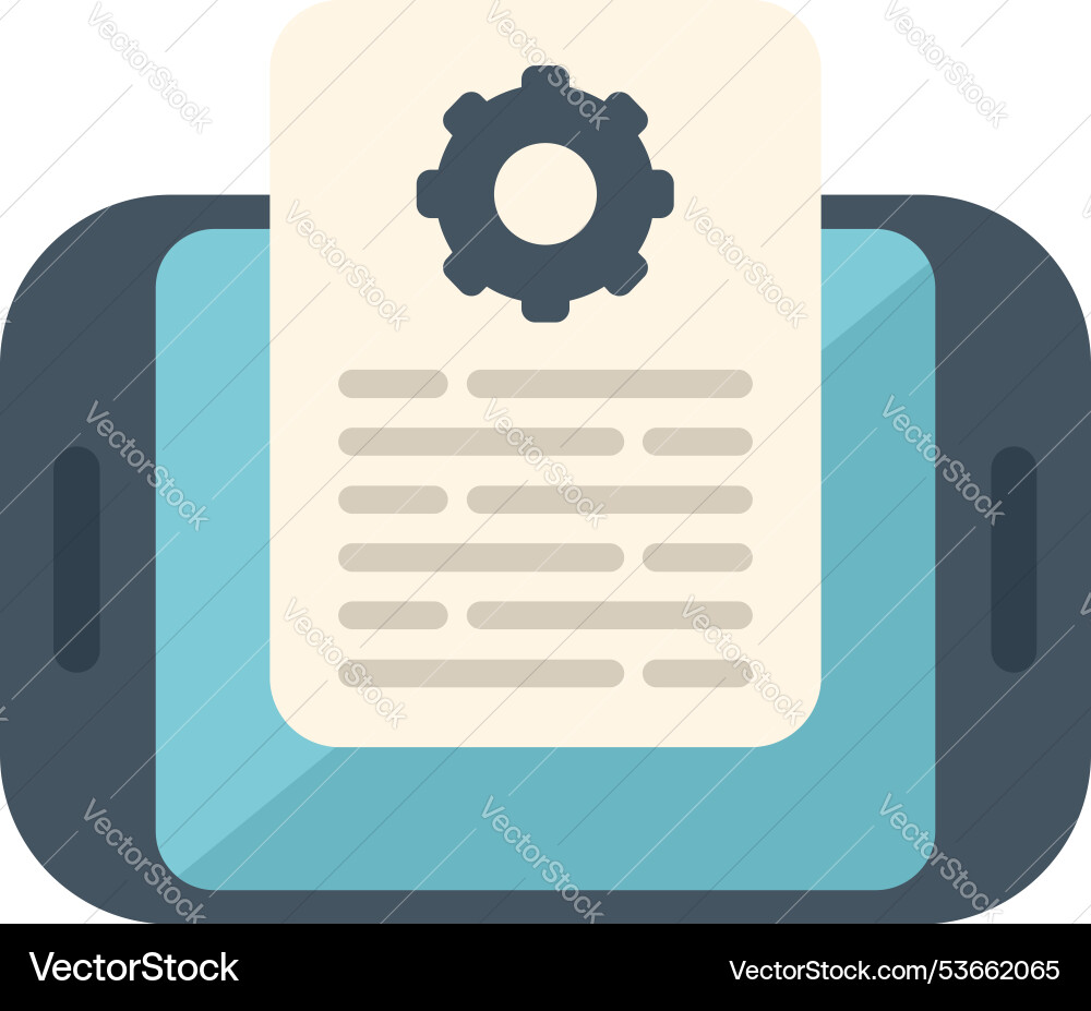 Mobile phone displaying document with cogwheel Mobile phone displaying document with cogwheel vector image