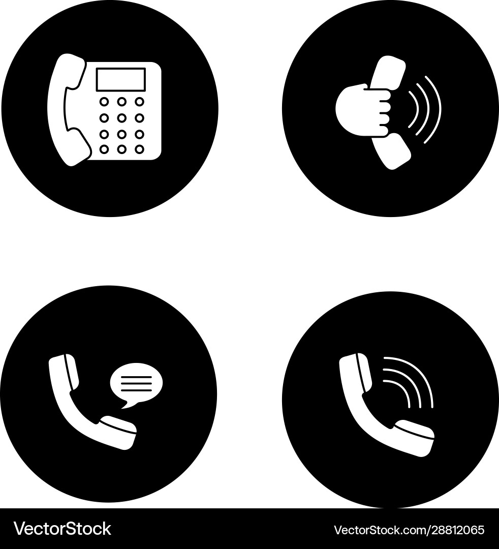 Phone communication glyph icons set Phone communication glyph icons set vector image