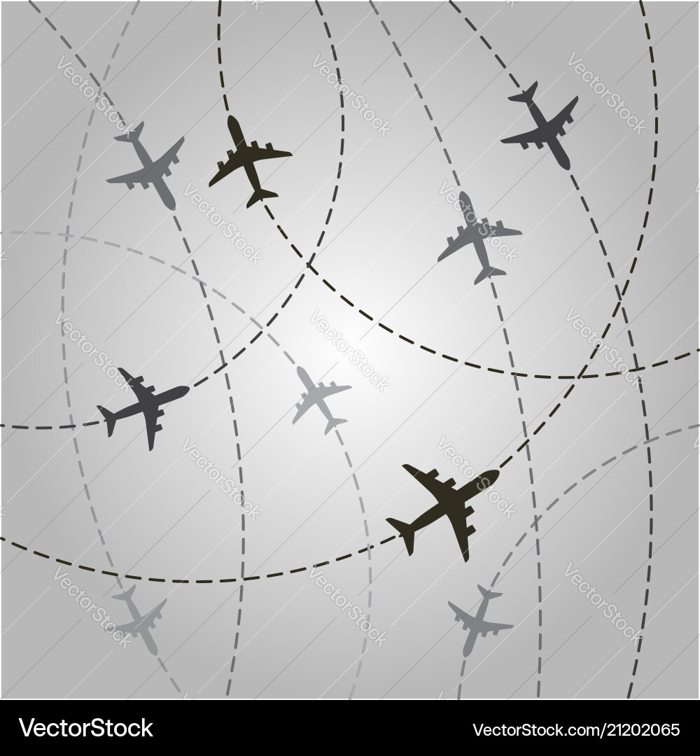 Plane With Dashed Path Lines Airplane Flight Vector Image Plane With Dashed Path Lines Airplane Flight Vector Image
