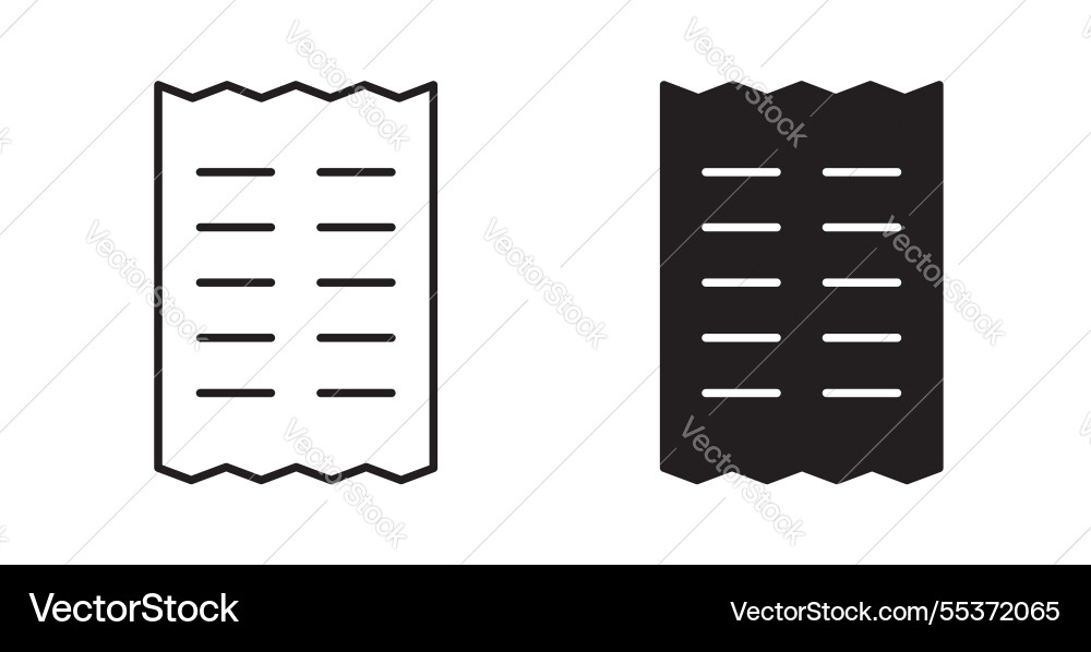 Receipt icon set in thin line for web Vector Image