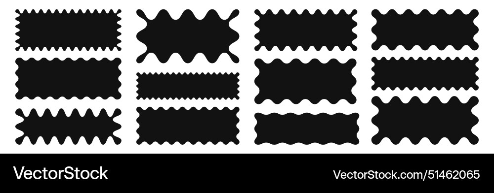 Rectangle shapes with zig zag wavy edges squiggle Rectangle shapes with zig zag wavy edges squiggle vector image