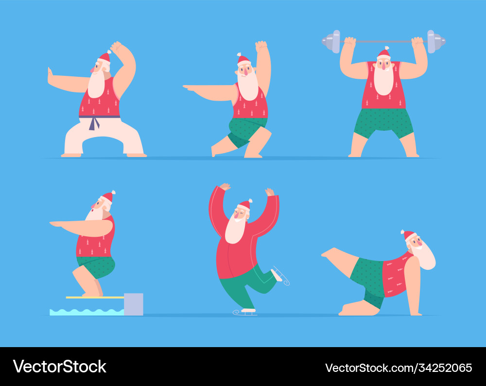 Santa's Fitness Christmas Vector Image
