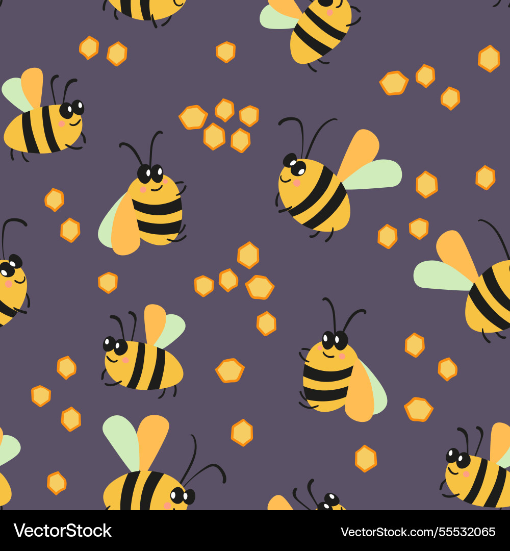 Seamless pattern with bees on color background Seamless pattern with bees on color background vector image