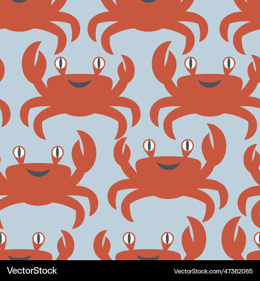 Seamless pattern with fun crabs on a blue Vector Image