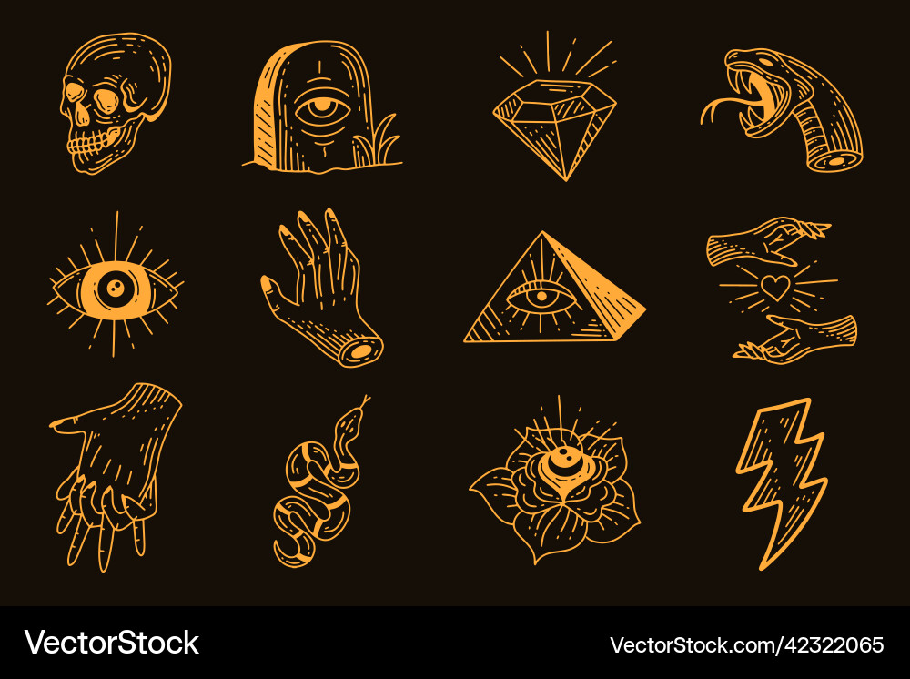 Set collection mystical celestial simple Vector Image
