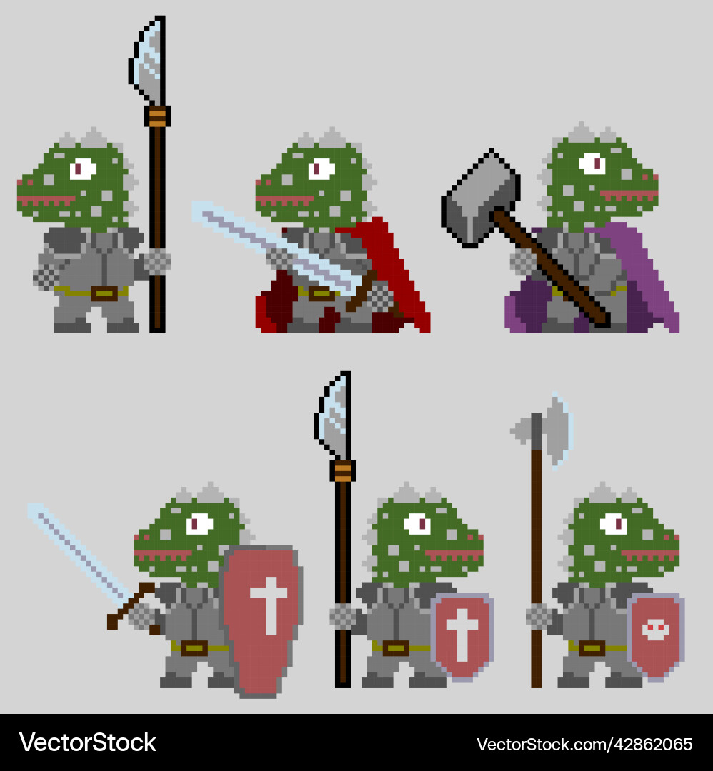Set of pixel characters in art style Set of pixel characters in art style vector image