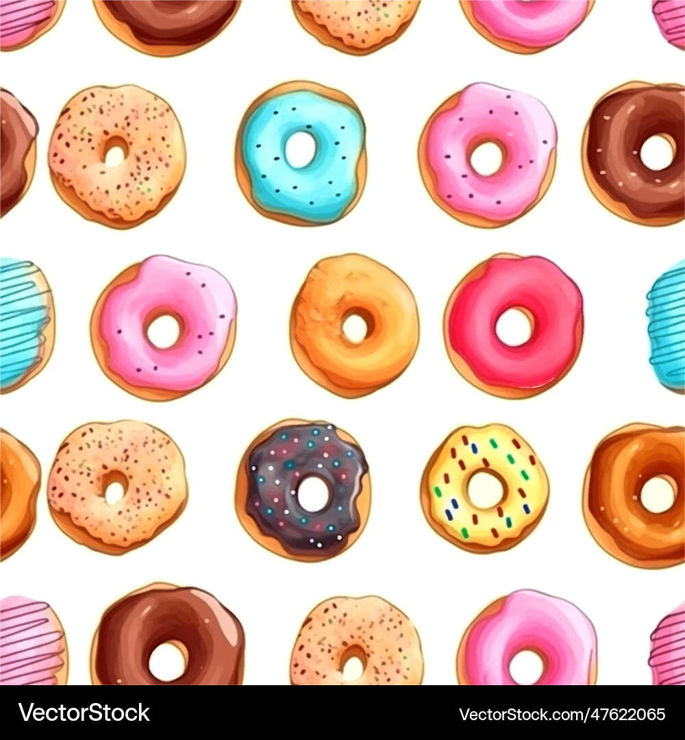 Sketch seamless pattern with donut Sketch seamless pattern with donut vector image