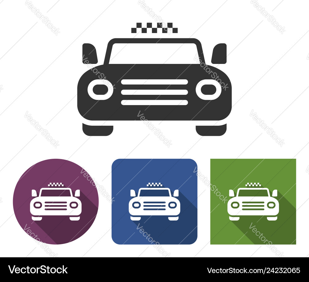 Taxi icon in different variants with long shadow Vector Image