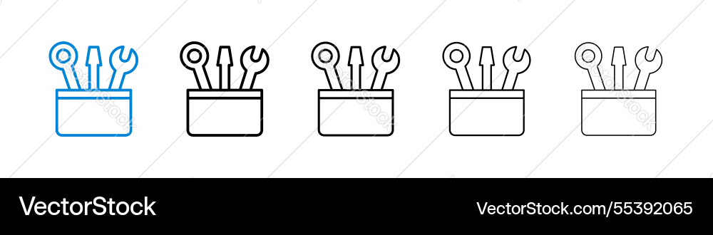 Toolbox icons in five different stroke sizes Toolbox icons in five different stroke sizes vector image