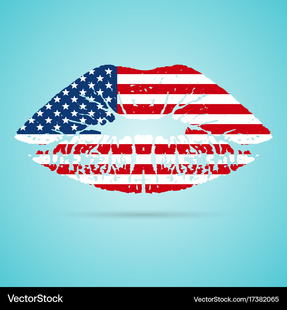 USA Flag Lips Patriotic Kiss vector image