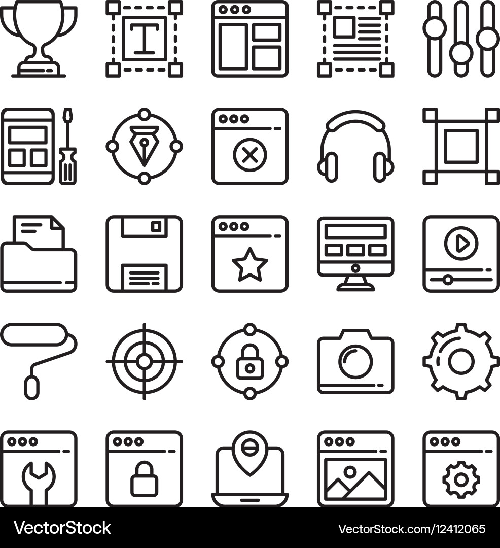 Web design and development colored icons 6 Vector Image
