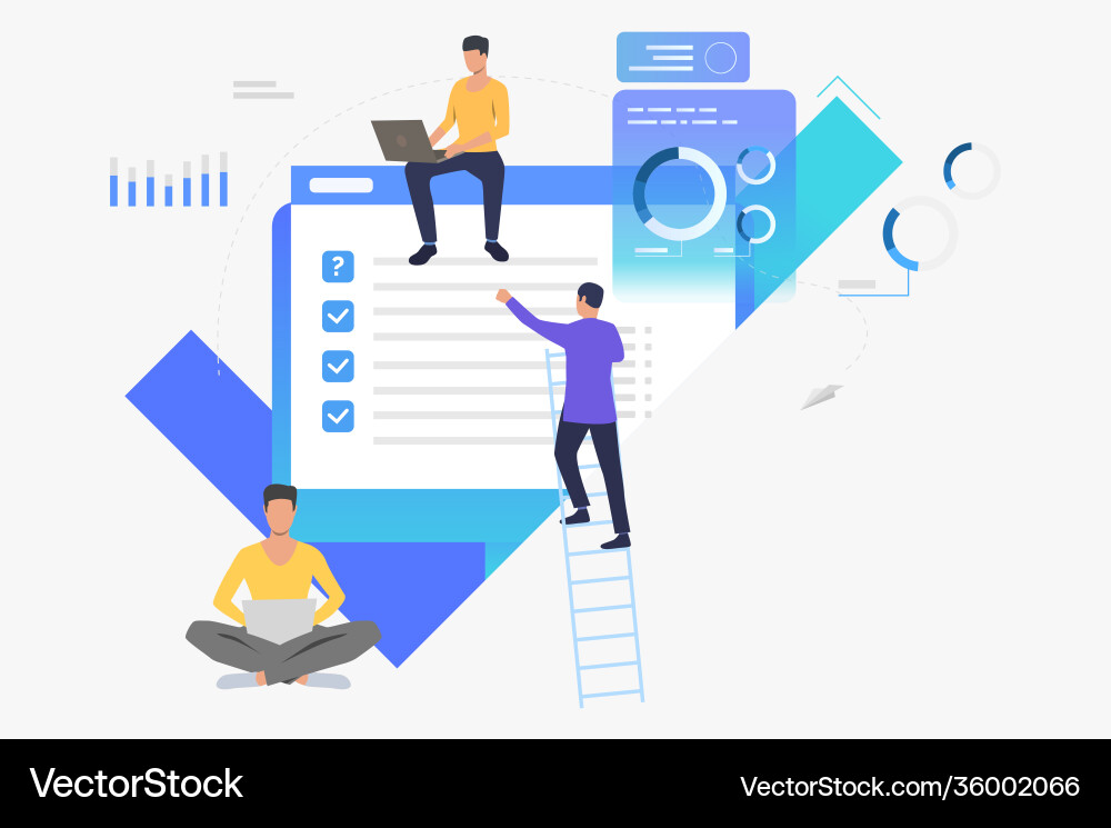 Business people working with data on computers Business people working with data on computers vector image