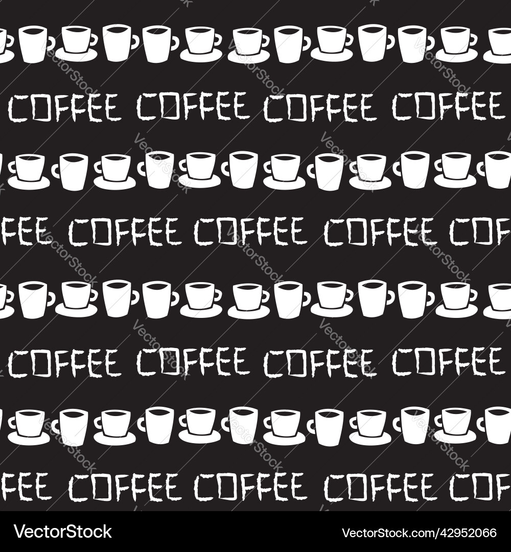Coffee cups seamless pattern design with texts Vector Image