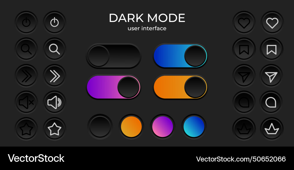 Dark mode ui simple elegant minimalist set Dark mode ui simple elegant minimalist set vector image