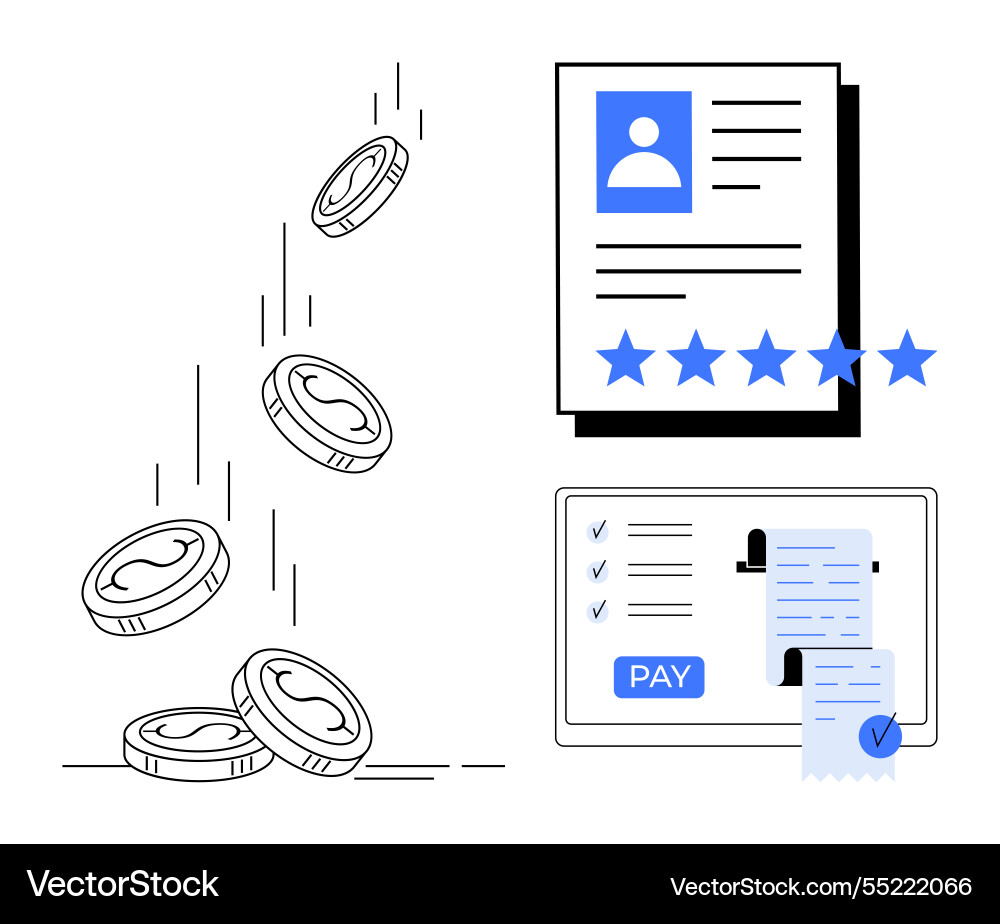 Digital payment system with user profile falling Digital payment system with user profile falling vector image