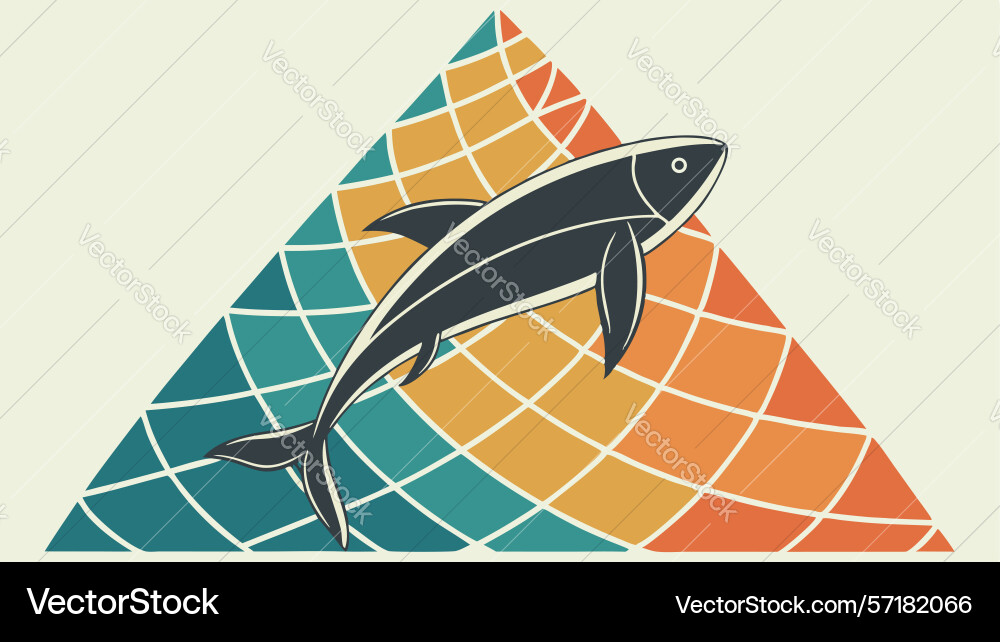 Dynamic dolphin in geometric triangle abstract vector image