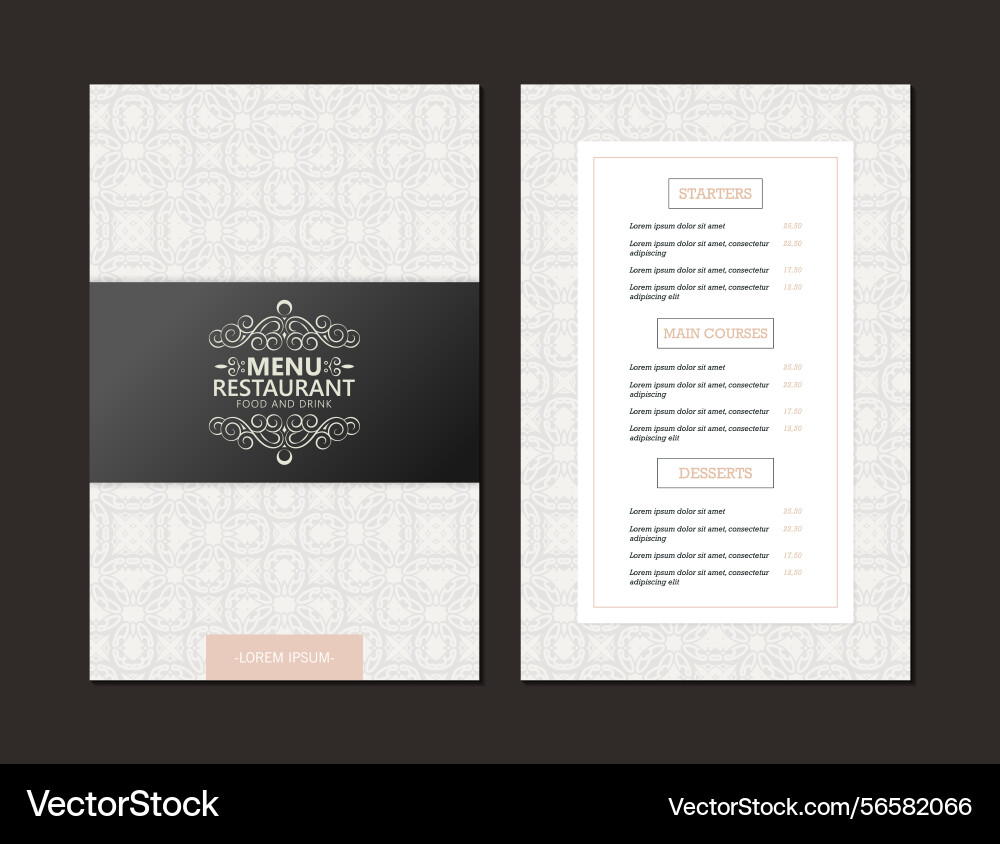Elegant restaurant menu with texture pattern Vector Image