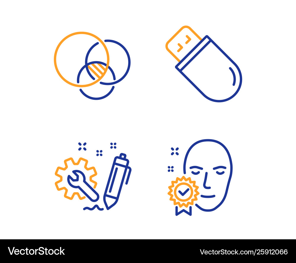 Euler diagram engineering and usb stick icons set Euler diagram engineering and usb stick icons set vector image